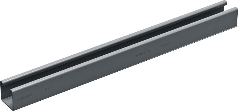 MT-40 U C-Channel profile Medium-duty unslotted C-Channel profile for use with MT-FL/MT-TL components in indoor environments
