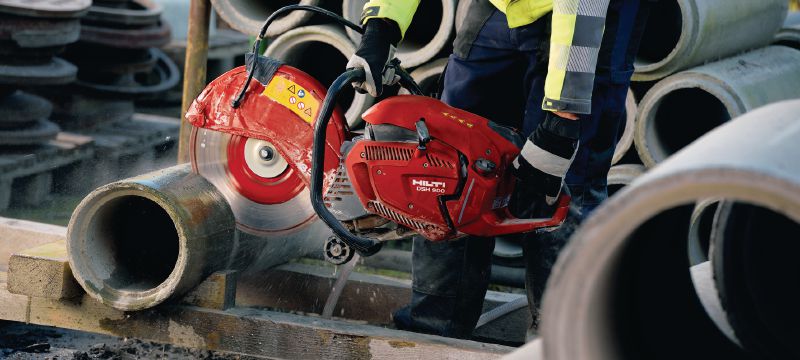 DSH 900-X Gas cut-off saw Powerful rear-handle hand-held 87 cc gas saw with auto-choke – cutting depth up to 150 mm Applications 1