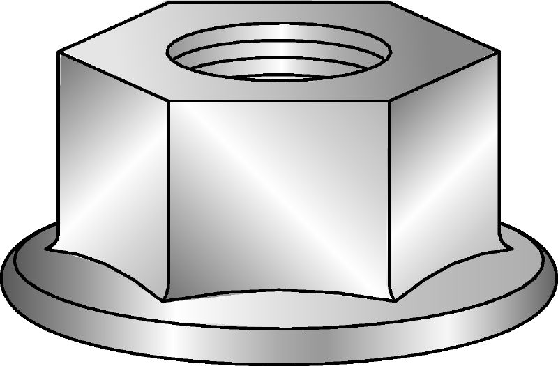 Galvanized hex flange nut Galvanized hex nut with flange corresponding to DIN 6923 8