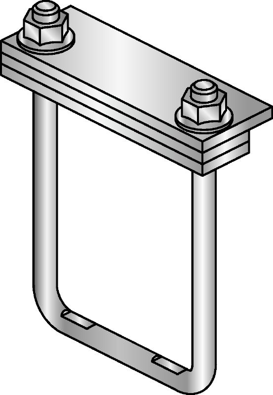 MIC-PS/MIC-PSP Hot-dip galvanized (HDG) connector for fastening pipe shoes to MI girders for heavy-duty applications with expansion