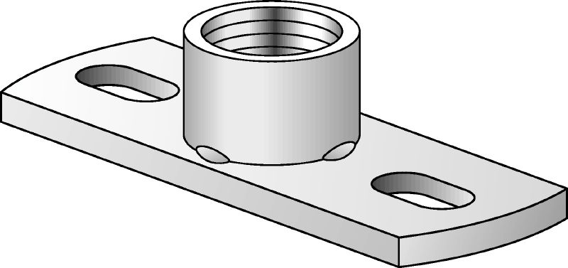 MGS 2 Baseplate (imperial) Galvanized medium-duty baseplate to fasten imperial threaded rods with two anchor points