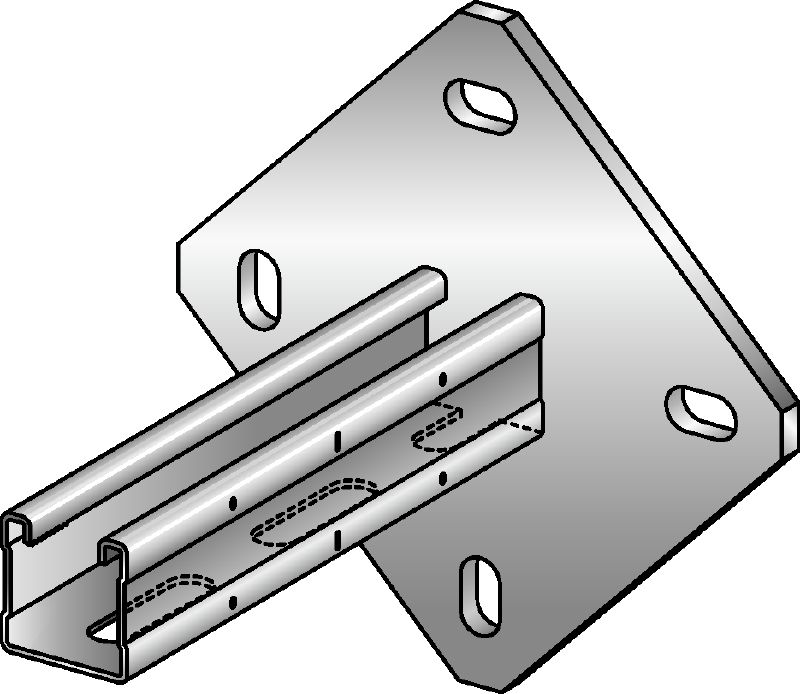 MQK-41/4 Bracket Galvanized C-Channel bracket with 4-hole baseplate for medium-duty applications