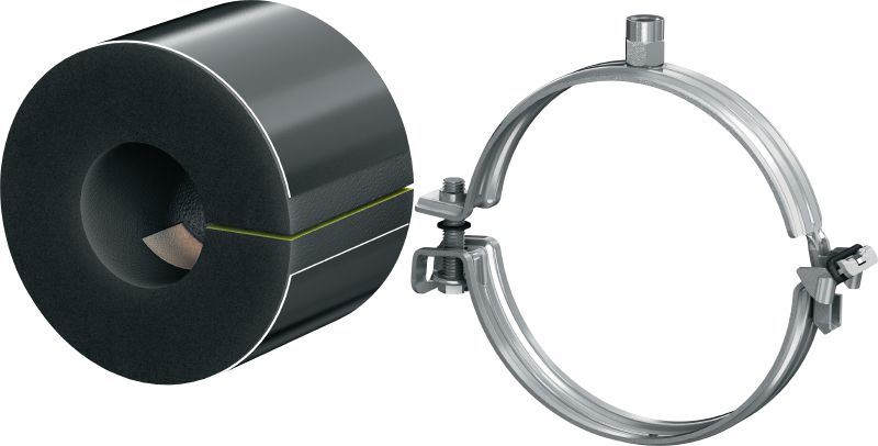 MIP-T Refrigeration pipe clamp (thick insulated) Galvanized pipe clamp for maximum productivity in refrigeration applications with an insulation thickness of 31-50 mm
