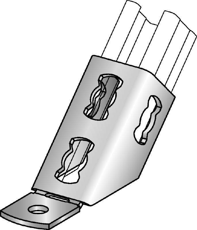 MQP-45-F Channel foot Hot-dip galvanized (HDG) channel foot for fastening channels to concrete at an angle