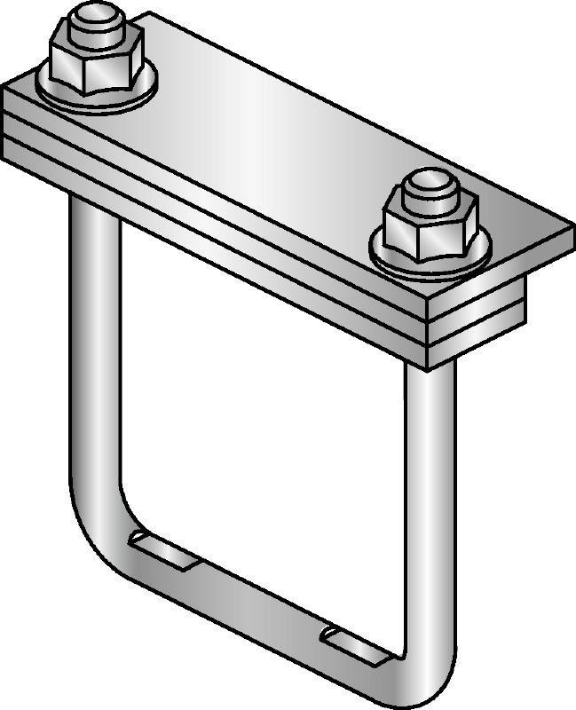 MIC-PS/MIC-PSP Hot-dip galvanized (HDG) connector for fastening pipe shoes to MI girders for heavy-duty applications with expansion