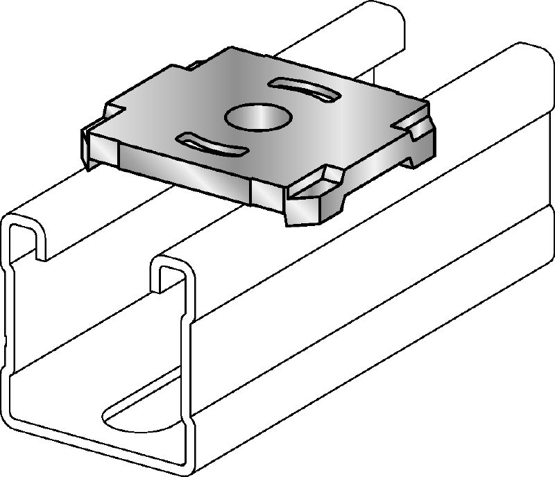 MQZ-L-R Bored plate Stainless steel (A4) bored plate for trapeze assembly and anchoring