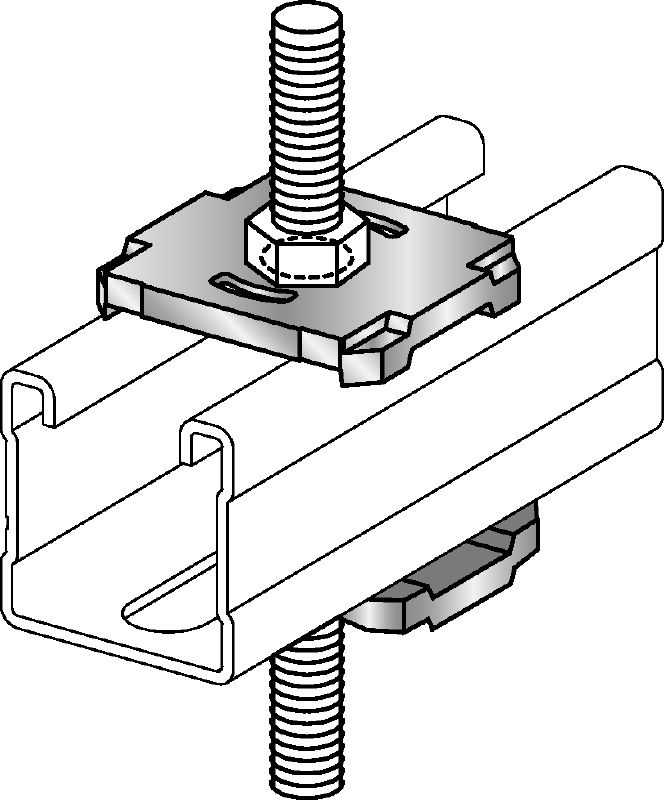 MQZ-L-F Bored plate Hot-dip galvanized (HDG) bored plate for trapeze assembly and anchoring