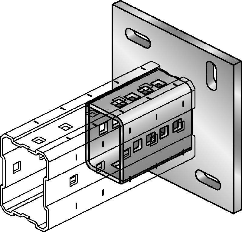 Baseplater DIN 9021 M16 zinced Hot-dip galvanized (HDG) baseplate for fastening MI-90 girders to concrete using two anchors