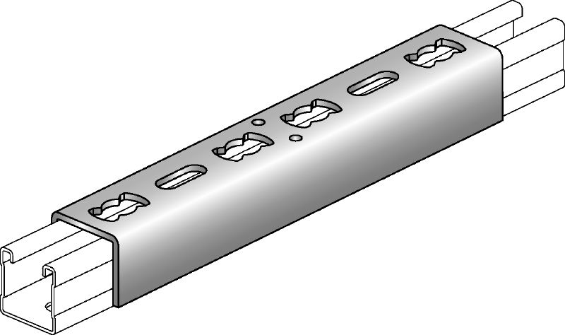 MQV Channel tie Galvanized channel connector used as a longitudinal extender for MQ strut channels