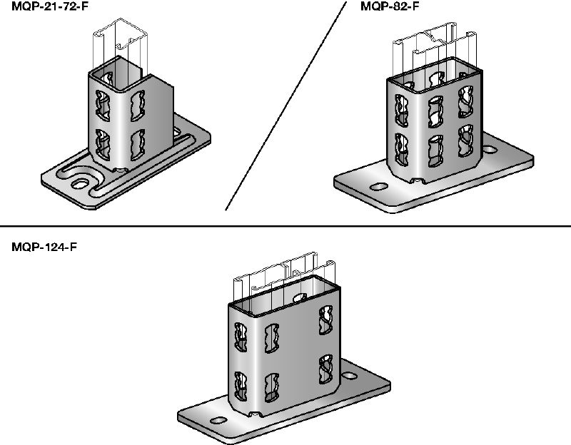 MQP-F Channel foot Hot-dip galvanized (HDG) channel foot for fastening channels to concrete