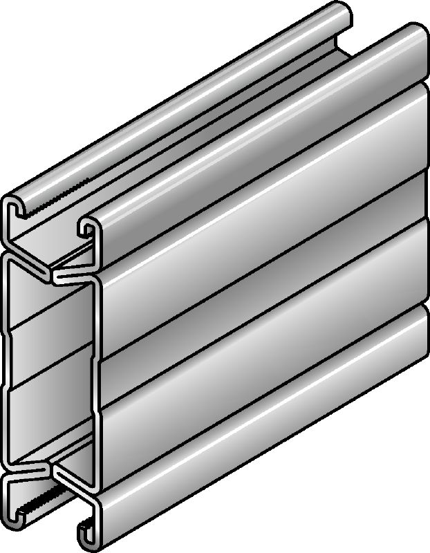 MQ-124X D-F C-Channel profile Hot-dip galvanized (HDG) unslotted double C-Channel profile for medium/heavy-duty applications