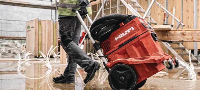 VC 40H-X H-Class dust extractor (ACD) Powerful dust extractor with large container and push-bar for connection with power tools and jobsite clean ups (wet & dry), 30l tank – ACD certified vacuum Applications 1