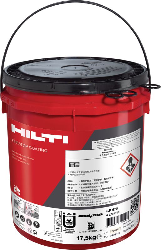 CP 670 Firestop board coating Firestop coating system for mineral boards with a wide approval range for sealing medium to large openings