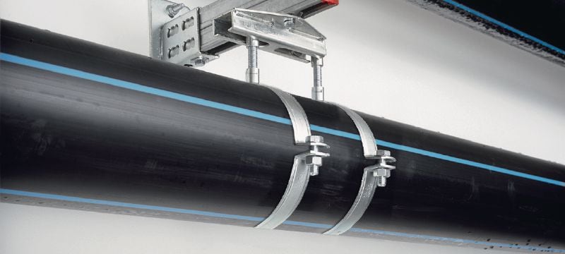 MP-MX Heavy-duty pipe clamp Galvanized pipe clamp without sound insulation for extra heavy-duty applications Applications 1