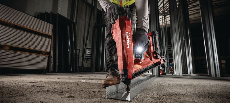BX 4-IF-22 Cordless concrete nailer (IF edition) Nuron battery-powered cordless nailer for fastening drywall track and light-duty materials to concrete, steel, and masonry Applications 1