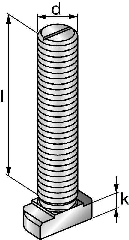 HBC Standard T-bolt T-bolts for use with HAC-C(-P) channels