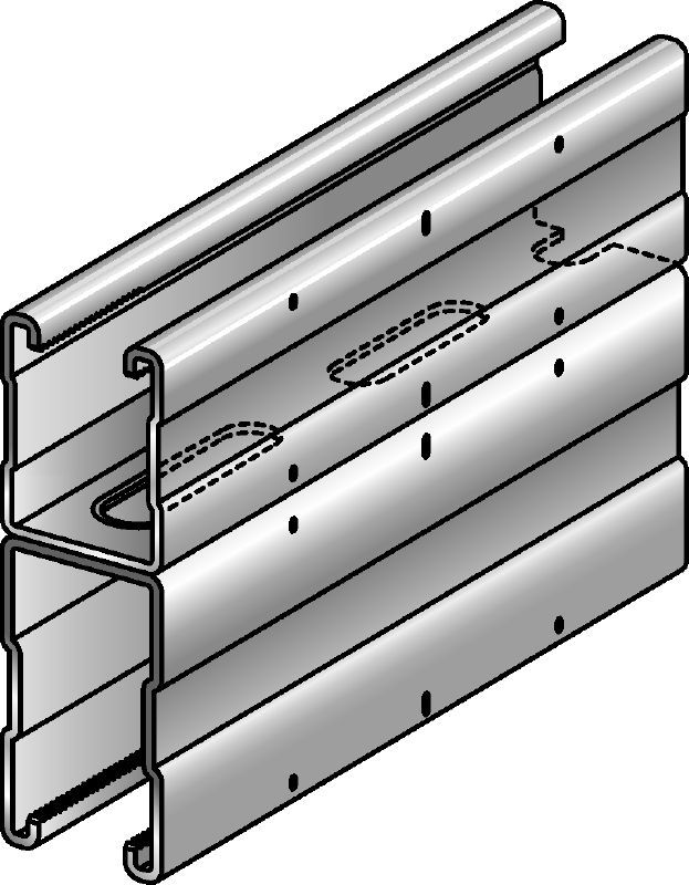MQ-52-72 D-F C-Channel profile Hot-dip galvanized (HDG) double C-Channel profile for medium/heavy-duty applications