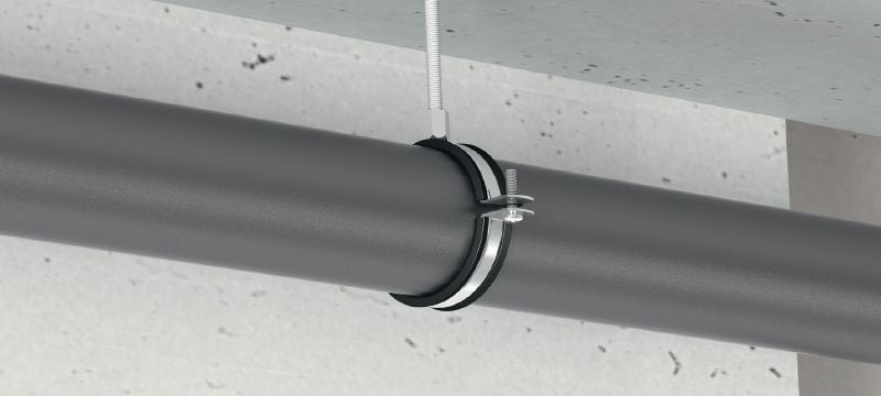 MP-PI Pipe clamp Galvanized pipe clamp with sound insulation for economical light/medium-duty applications Applications 1