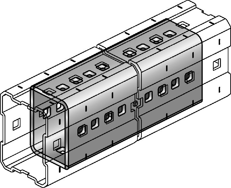 MIC-E Connector Hot-dip galvanized (HDG) connector used to connect MI girders longitudinally for long spans in heavy-duty applications