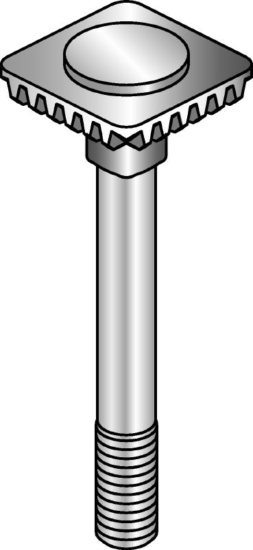 MIA-EH Screw Hot-dip galvanized (HDG) screw with an integrated toothed plate for easier fastening and one-handed adjustment of MI and MIQ connectors