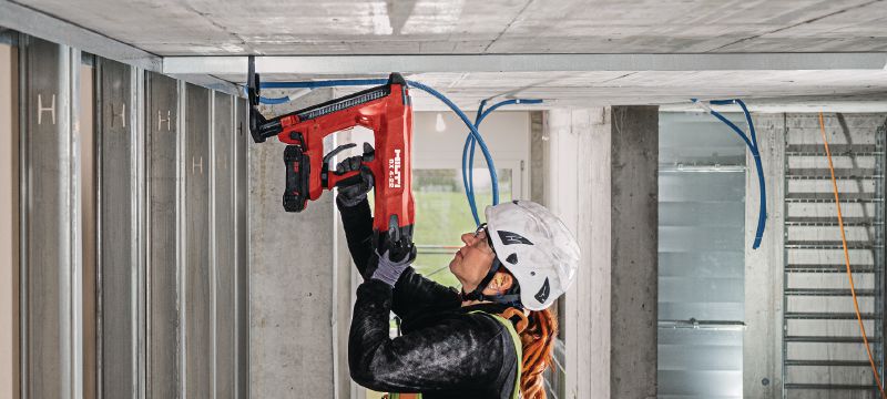 BX 4-IF-22 Cordless concrete nailer (IF edition) Nuron battery-powered cordless nailer for fastening drywall track and light-duty materials to concrete, steel, and masonry Applications 1