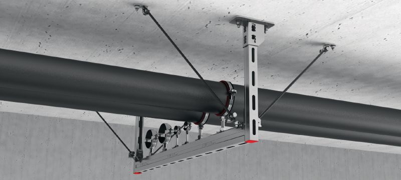 MQS-W Seismic angle Galvanized strut channel connector for use in braced MQ channel trapezes for seismic applications Applications 1