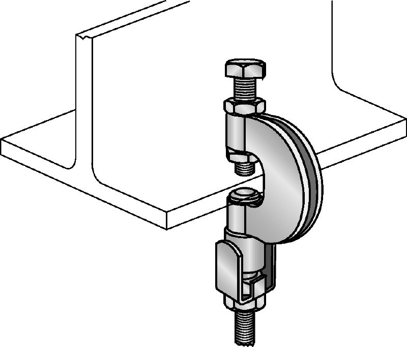 MQT-G Beam clamp Galvanized beam clamp for fastening threaded rods to sloping steel girders