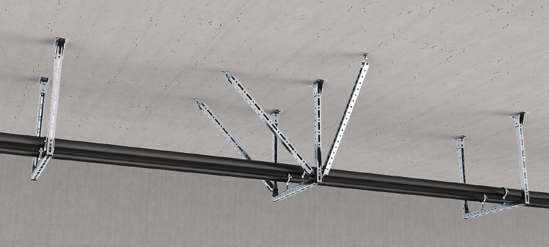 MT-S-L FL Pre-assembled seismic angle bracket Angle bracket with pre-assembled Fast-Lock nut and bolt for assembling braced MT strut channel structures in seismic zones Applications 1