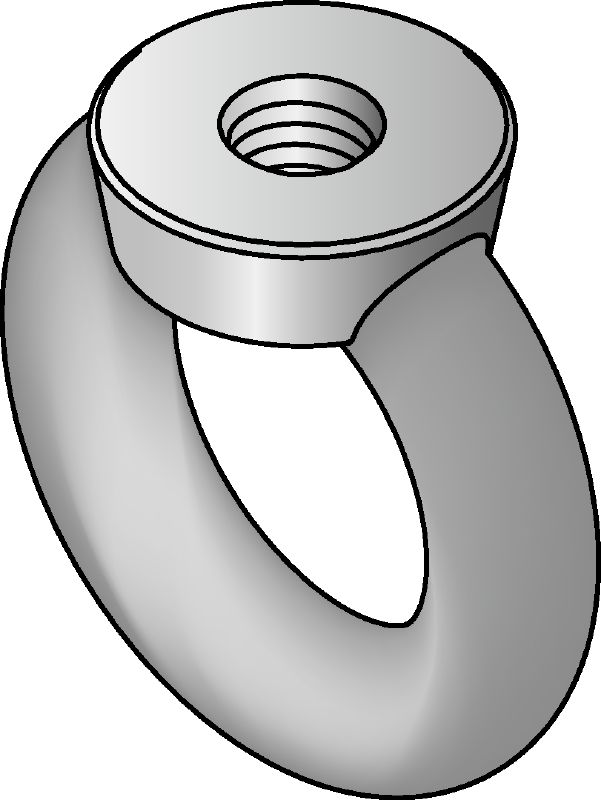 Stainless steel (A4) eyenut DIN 582 Stainless steel (A4) eye nut corresponding to DIN 582 with looped heads to receive a hook