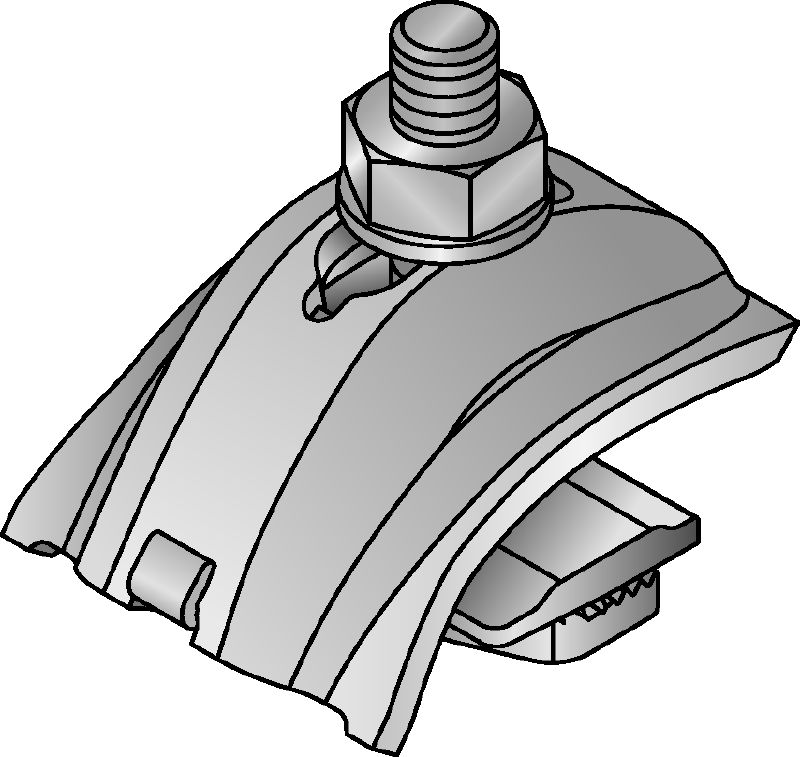 MQT-U Beam clamp Galvanized beam clamp for connecting the open side or back of MQ/HS channels directly to steel beams