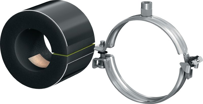 MIP-M Refrigeration pipe clamp (medium insulated) Galvanized pipe clamp for maximum productivity in refrigeration applications with an insulation thickness of 20-25 mm