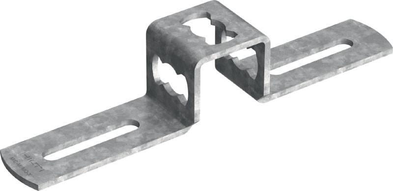 MIC-MI/MQ-X Hot-dip galvanized (HDG) connector for fastening MQ strut channels perpendicular to MI girders