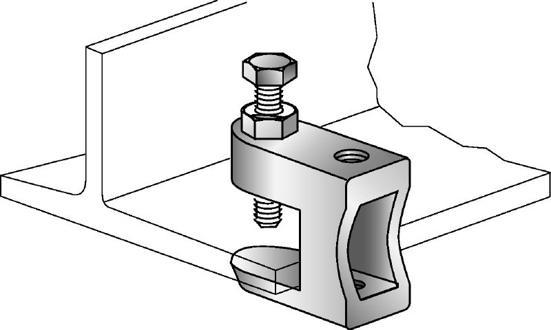 MAB-M beam clamp Galvanized beam clamp for fastening threaded rods to steel girders with internal thread