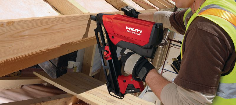 GX-WF HDG profiled nails Hot-dip galvanized profiled framing nail for fastening wood to wood with the GX 90-WF nailer Applications 1