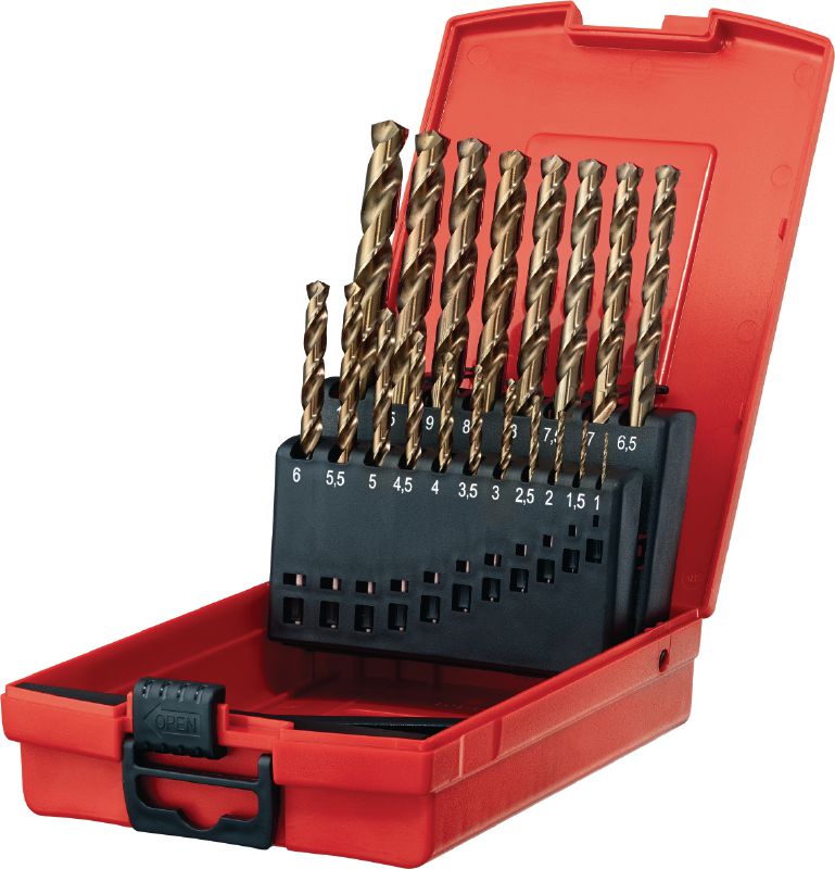 HSS Co Drill bit set Set of ultimate HSS cobalt drill bits for drilling small holes into steel and stainless steel ≤1100 N/mm², compliant with DIN 338 / 340