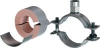 MI-CF LS Refrigeration pipe clamp Galvanized pipe clamp with load sharing for refrigeration applications with a variety of insulation thicknesses