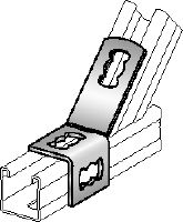 MQW 45°/135°-F Hot-dip galvanized (HDG) 45- or 135-degree angle for connecting multiple MQ strut channels