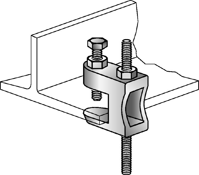 MAB Beam clamp Galvanized beam clamp for fastening threaded rods to steel girders without internal thread