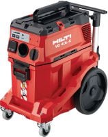 VC 40L-X L-Class dust extractor Powerful dust extractor with large container and push-bar for connection with power tools and jobsite clean ups (wet & dry), 30l tank