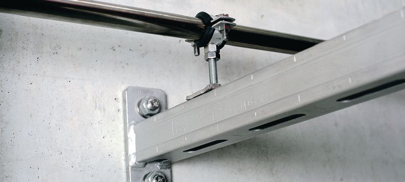 MP-SRNI Light-duty pipe clamp Stainless steel (A4) pipe clamp with sound insulation for light-duty applications Applications 1