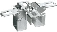 MQI-K Cross connector Galvanized cross connector for crosswise mounting of channels with an integrated M12 connection for height adjustability