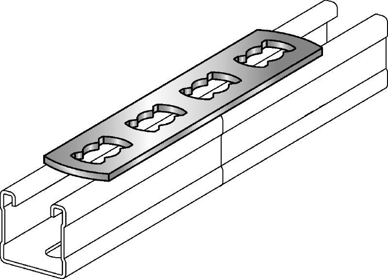 MQV-F Channel tie Hot-dip galvanized flat channel connector used as a longitudinal extender for MQ strut channels