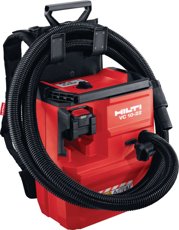 VC 10M-22 Cordless M-Class dust extractor Compact and powerful cordless dust extractor with optional backpack for connection with power tools and jobsite clean ups (wet & dry), 8l tank (Nuron battery)