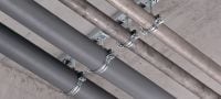 MPN-R Pipe clamp Stainless steel (A4) pipe clamp without sound insulation for medium-duty applications Applications 1