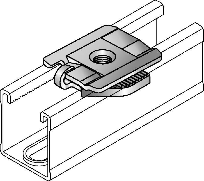 MM-S Galvanized pipe clamp saddle for connecting threaded components to MM strut channels