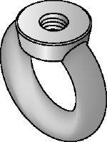 Galvanized eye nut DIN 582 Galvanized eye nut corresponding to DIN 582 with looped heads to receive a hook
