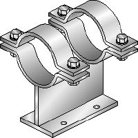 MI-PS 2/1 pipe shoes Hot-dip galvanized (HDG) double pipe shoes for fastening DN 25-300 pipes to MI girders in heavy-duty applications