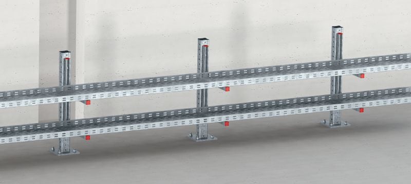 MIC-MI/MQ M8 Hot-dip galvanized (HDG) connector for fastening MQ strut channels parallel to MI girders Applications 1