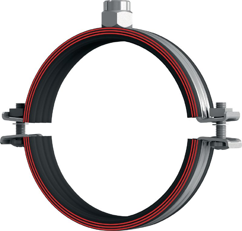 MP-MI Heavy-duty pipe clamp Galvanized pipe clamp with sound insulation for heavy-duty applications
