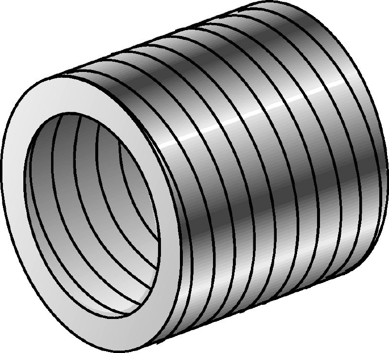 SR-RM reduction sleeves Galvanized reduction sleeves used to reduce the diameter of threaded rods